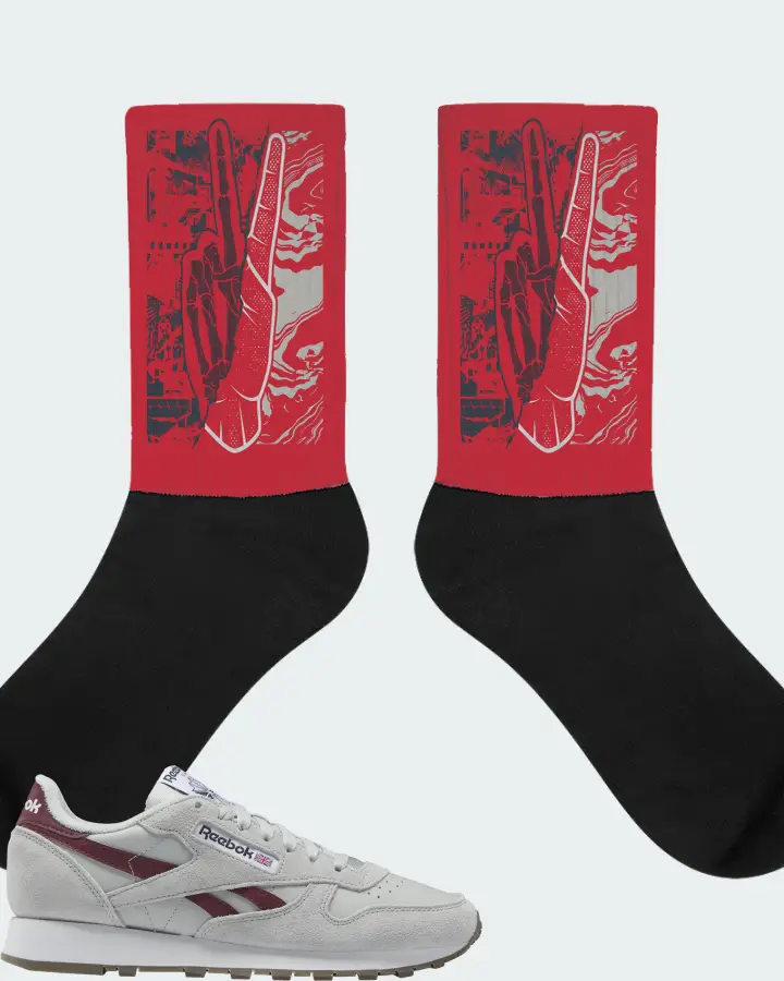 Reebok Classic Leather Sneaker Matching Red Socks - Peace of mind