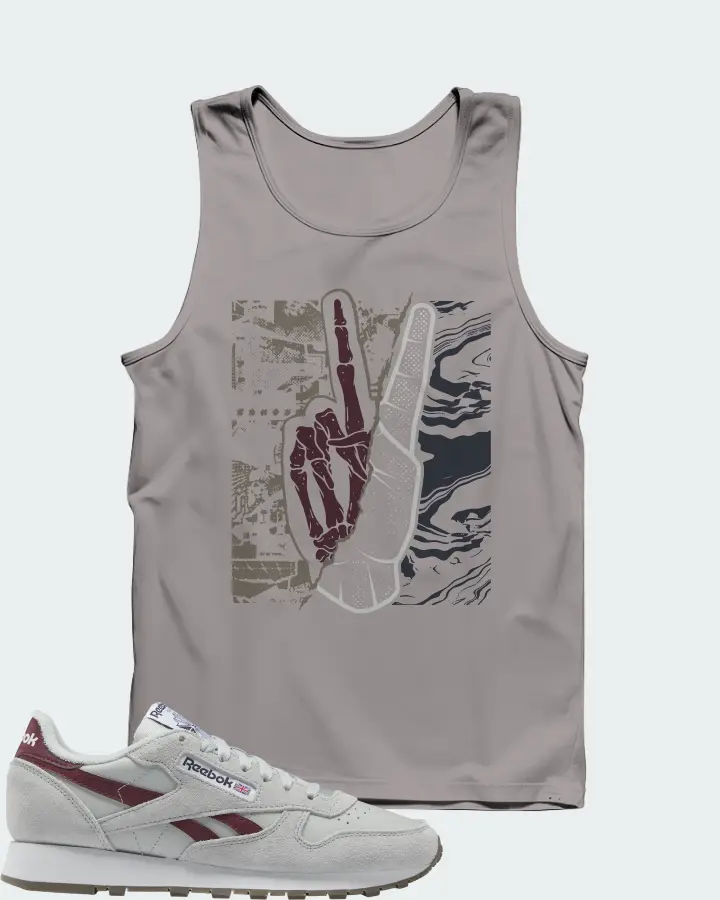 Reebok Classic Leather Sneaker Matching Grey Tank Top - Peace of mind