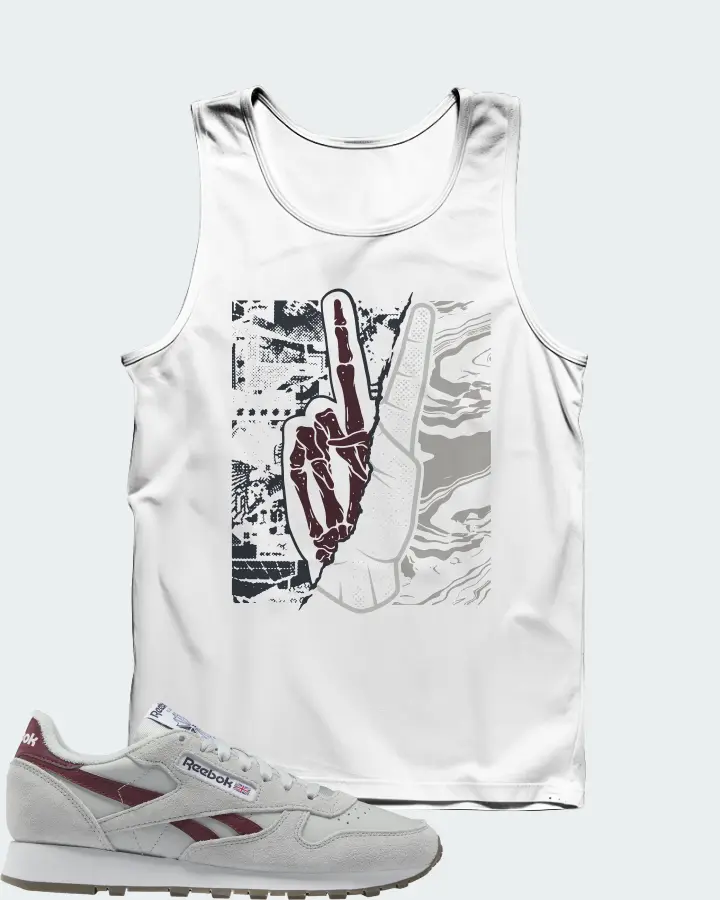 Reebok Classic Leather Sneaker Matching White Tank Top - Peace of mind