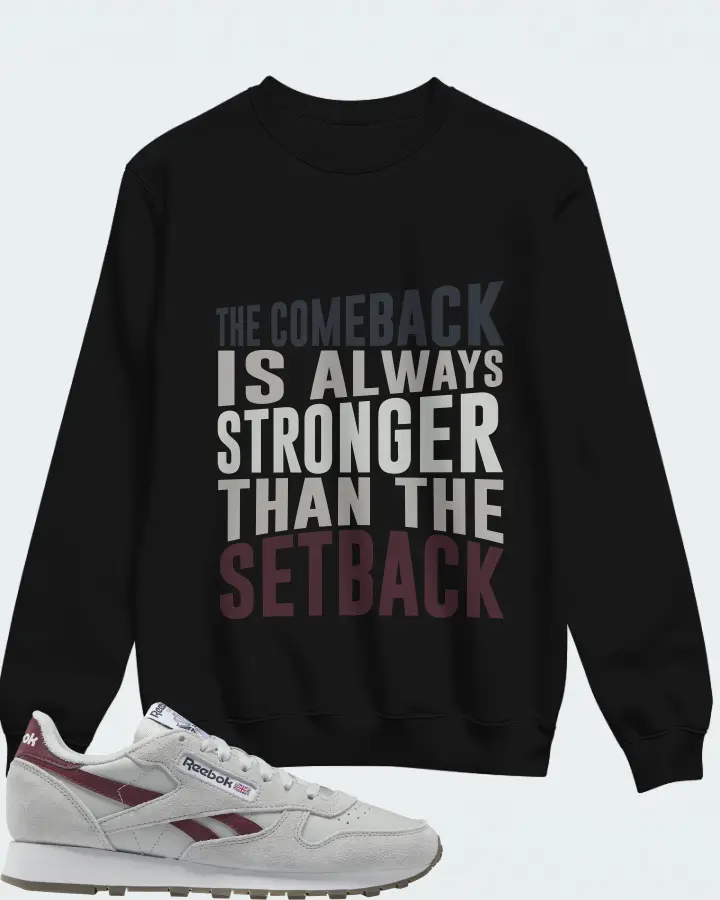 Reebok Classic Leather Sneaker Matching Black Sweatshirt - The Comeback