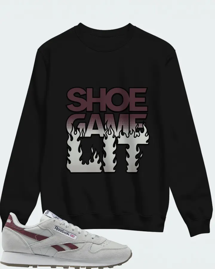 Reebok Classic Leather Sneaker Matching Black Sweatshirt - Shoe Game Lit Refreshed