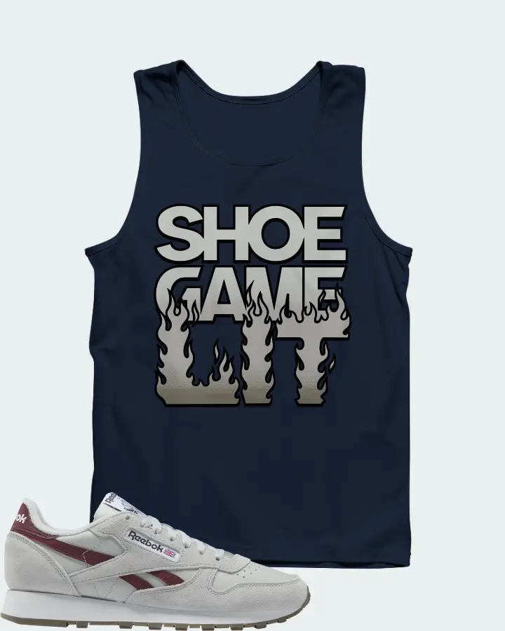 Reebok Classic Leather Sneaker Matching Navy Tank Top - Shoe Game Lit Refreshed