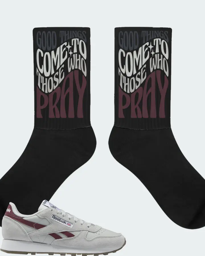 Reebok Classic Leather Sneaker Matching Black Socks - Good Things Come To Those Who Pray