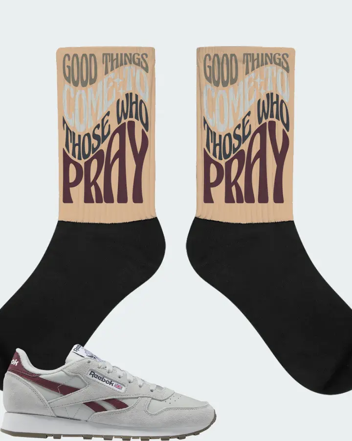 Reebok Classic Leather Sneaker Matching Cream Socks - Good Things Come To Those Who Pray