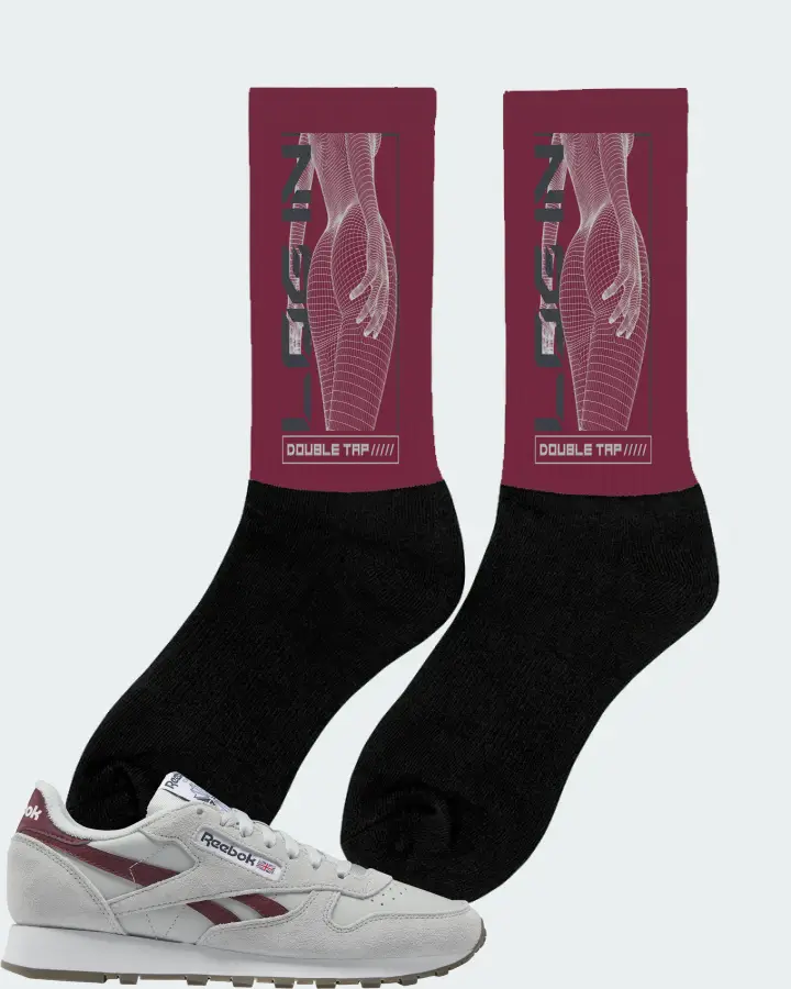 Reebok Classic Leather Sneaker Matching Maroon Socks (LOGIN) - View 3