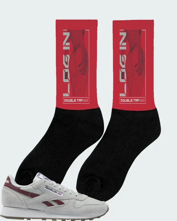 Reebok Classic Leather Sneaker Matching Red Socks (LOGIN) - View 3