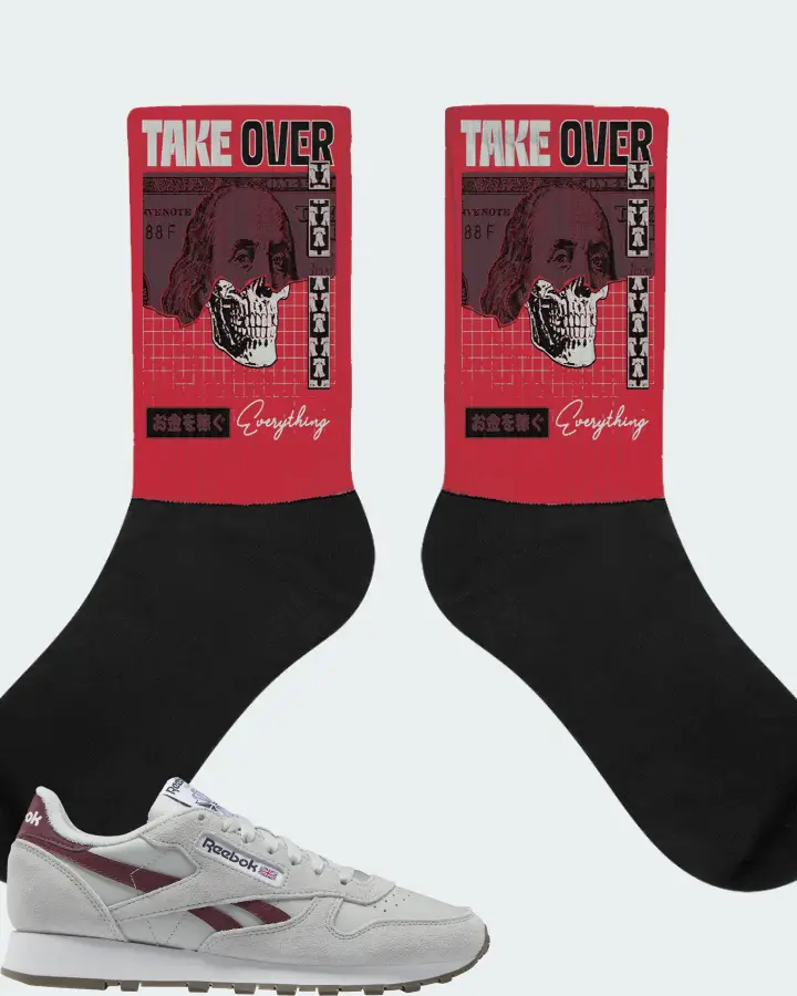 Reebok Classic Leather Sneaker Matching Red Socks - Take Over