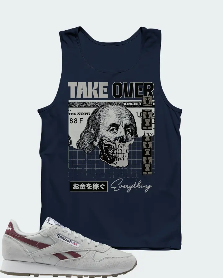 Reebok Classic Leather Sneaker Matching Navy Tank Top - Take Over