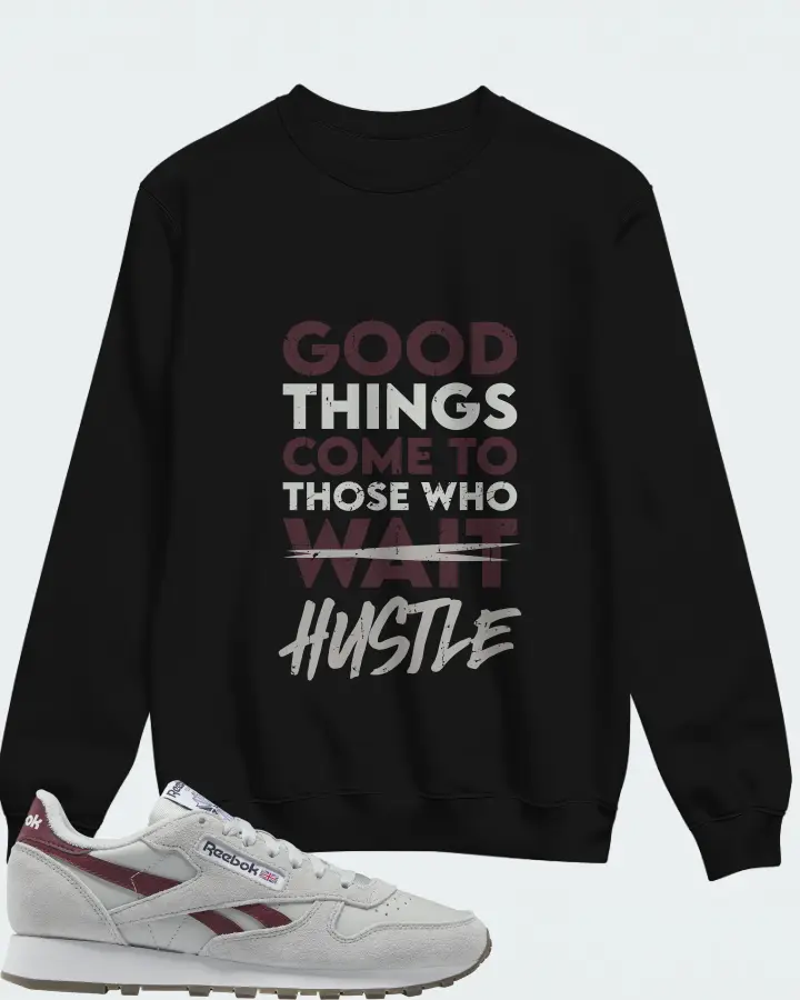Reebok Classic Leather Sneaker Matching Black Sweatshirt - Good Things Come