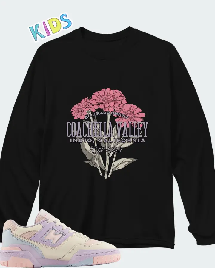 New Balance Kids 550 Shell Pink Permafrost Matching Kid's Long Sleeve T-Shirt