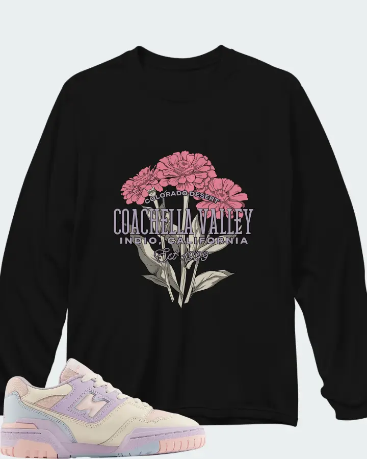 New Balance Kids 550 Shell Pink Permafrost Matching Long Sleeve T-Shirt