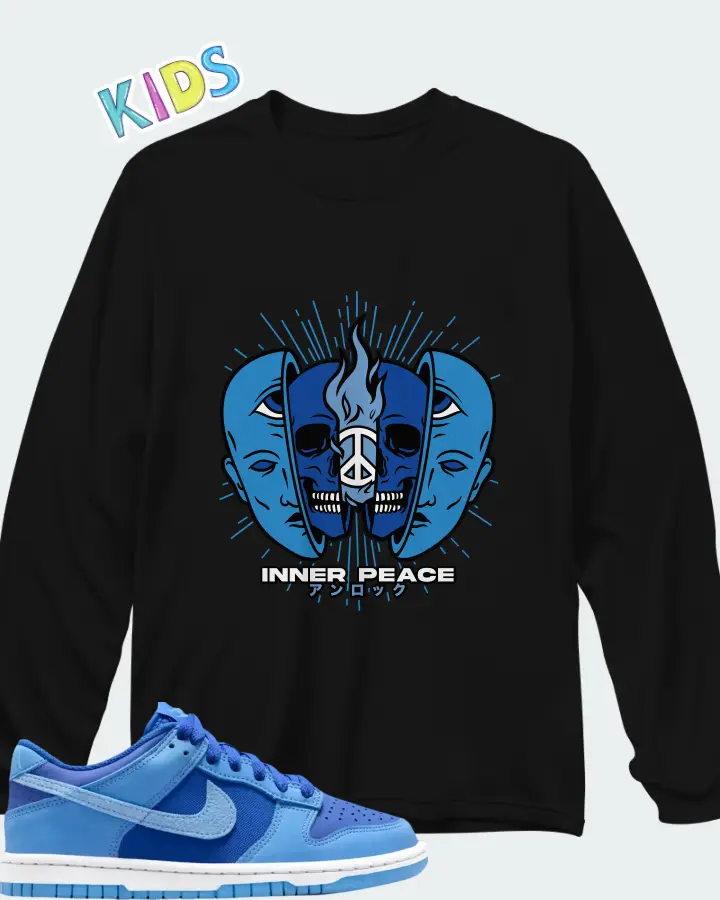 Dunk Low SE Game Royal University Blue Matching Kid's Long Sleeve T-Shirt