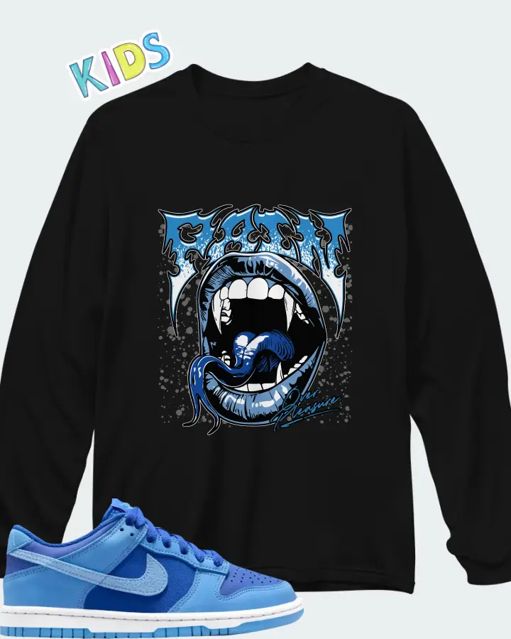 Dunk Low SE Game Royal University Blue Matching Kid's Long Sleeve T-Shirt