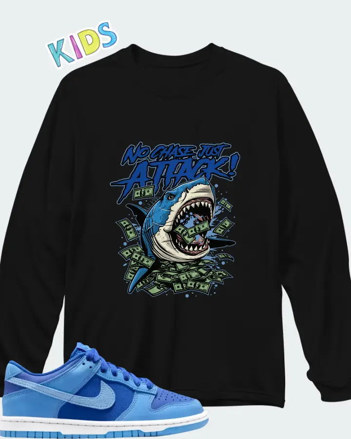 Dunk Low SE Game Royal University Blue Matching Kid's Long Sleeve T-Shirt