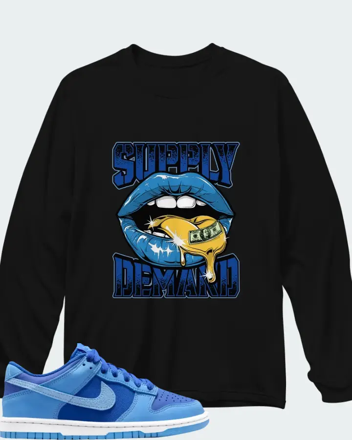 Dunk Low SE Game Royal University Blue Matching Long Sleeve T-Shirt