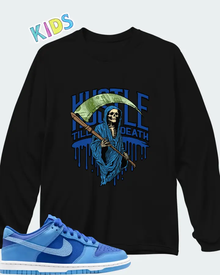 Dunk Low SE Game Royal University Blue  Matching Kid's Long Sleeve T-Shirt