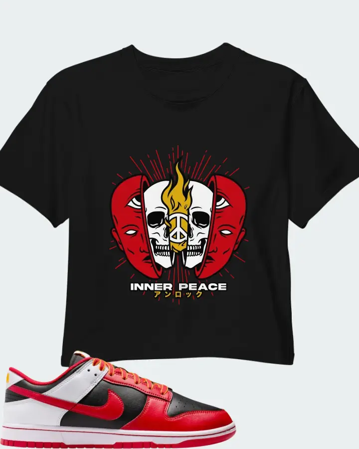 Nike Dunk Low Retro Black White University Gold Matching Crop Top