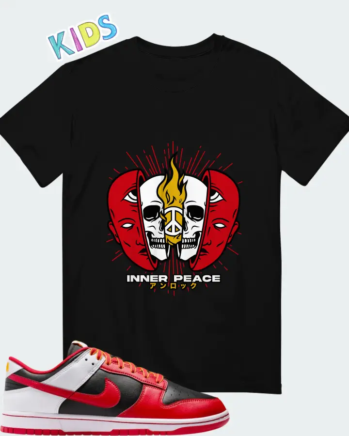 Nike Dunk Low Retro Black White University Gold Matching Kid's T-Shirt