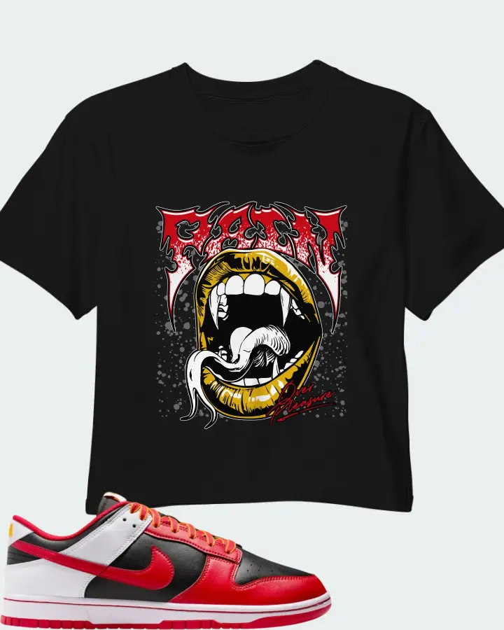 Nike Dunk Low Retro Black White University Gold Matching Crop Top