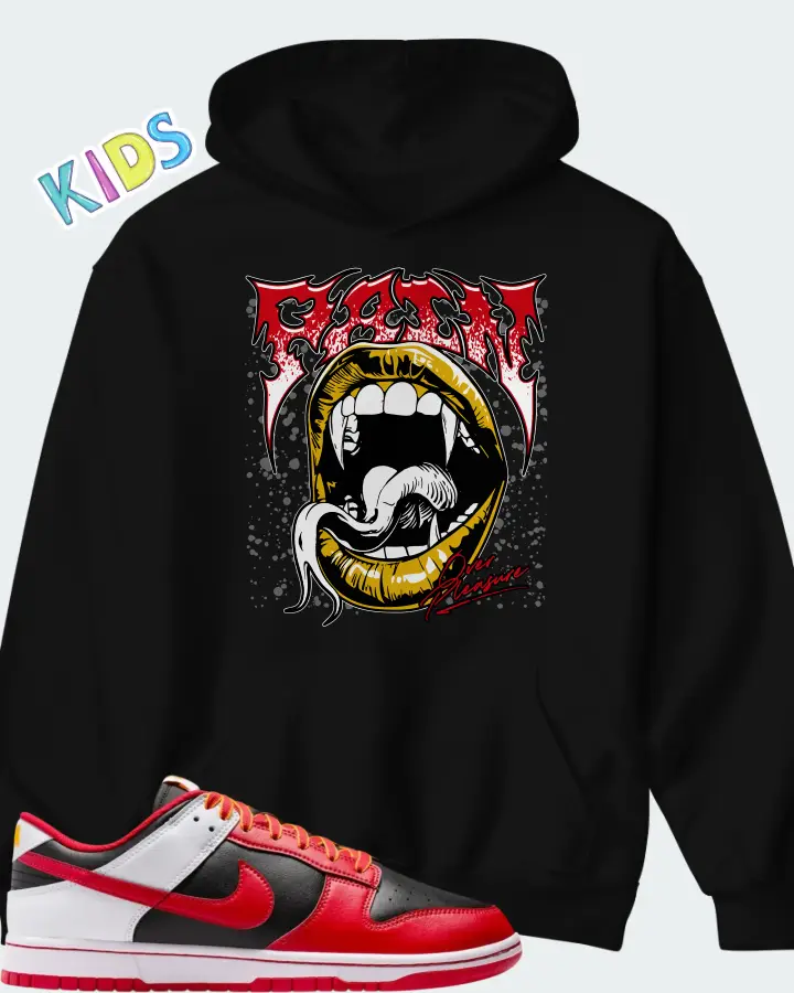 Nike Dunk Low Retro Black White University Gold Matching Kid's Hoodie