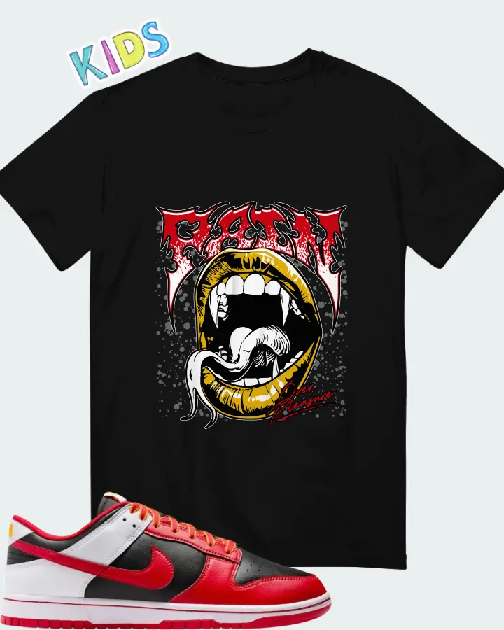 Nike Dunk Low Retro Black White University Gold Matching Kid's T-Shirt