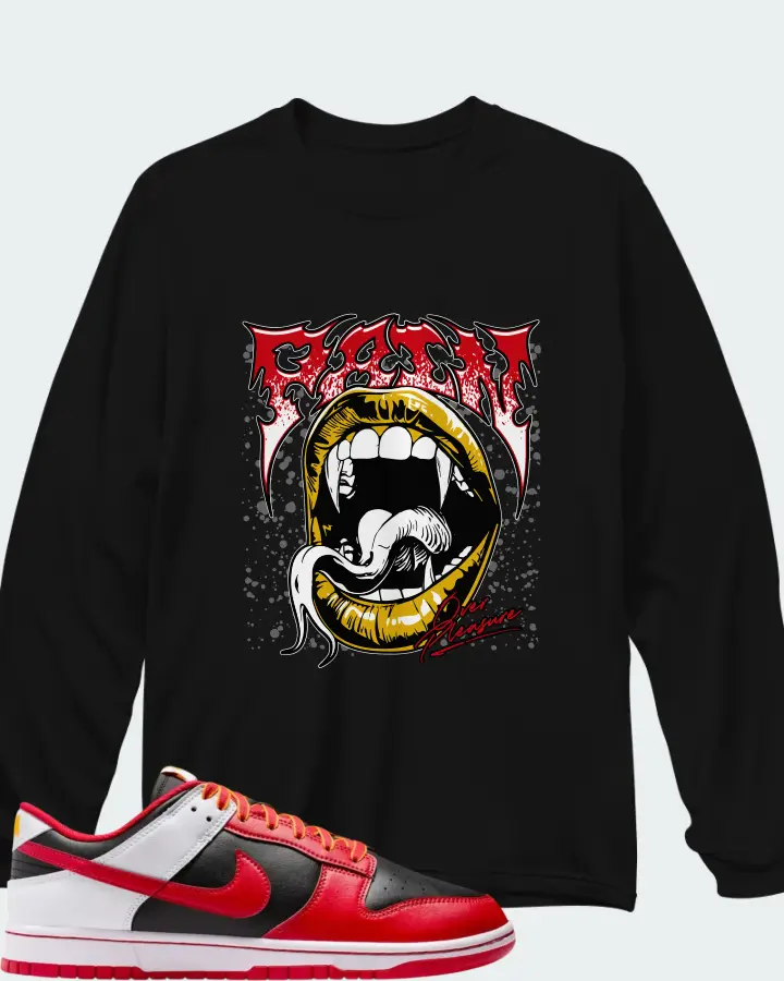 Nike Dunk Low Retro Black White University Gold Matching Long Sleeve T-Shirt