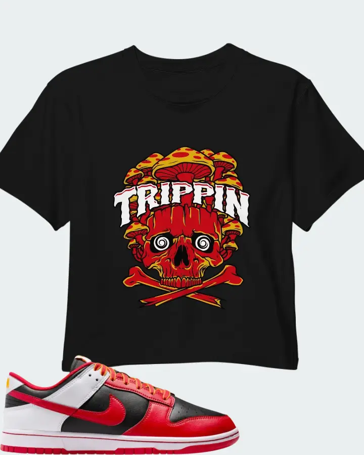 Nike Dunk Low Retro Black White University Gold Matching Crop Top