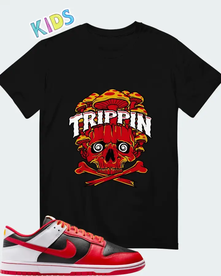 Nike Dunk Low Retro Black White University Gold Matching Kid's T-Shirt