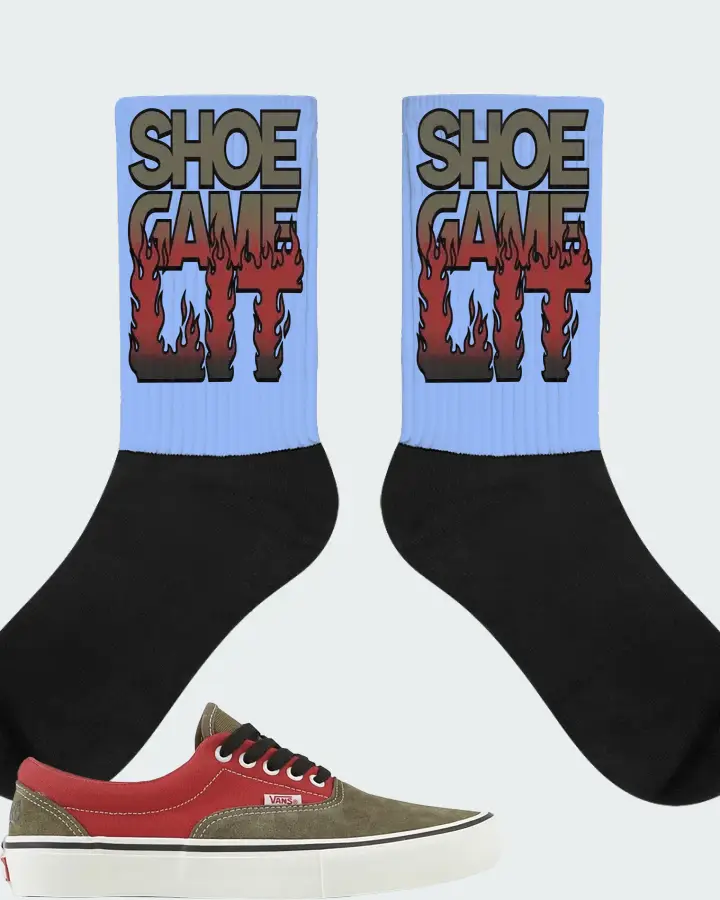 Vans Era Sneaker Matching Carolina Blue Socks - Shoe Game Lit Refreshed