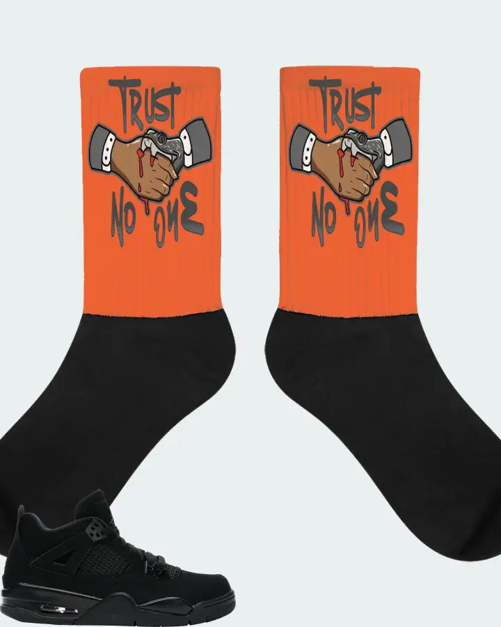 Jordan 4 Retro Sneaker Matching Orange Socks - Trust No One