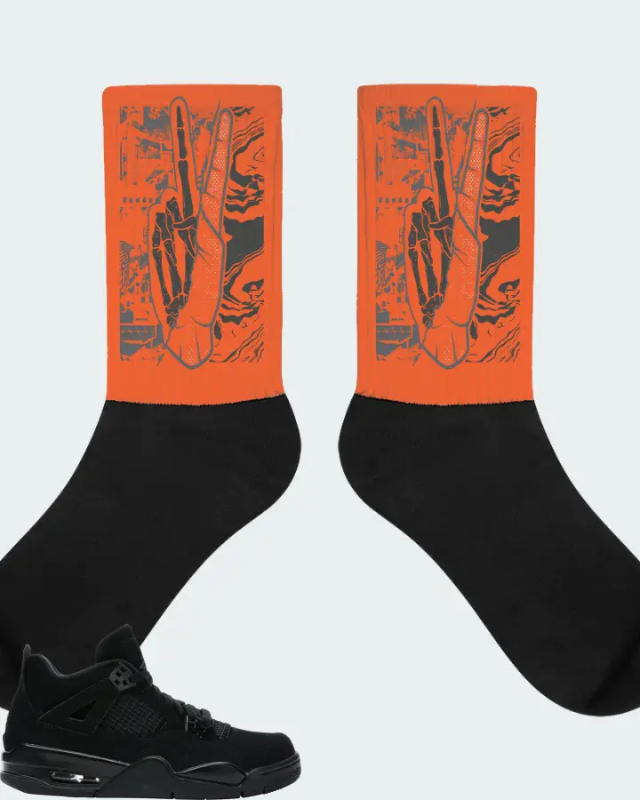 Jordan 4 Retro Sneaker Matching Orange Socks - Peace of mind