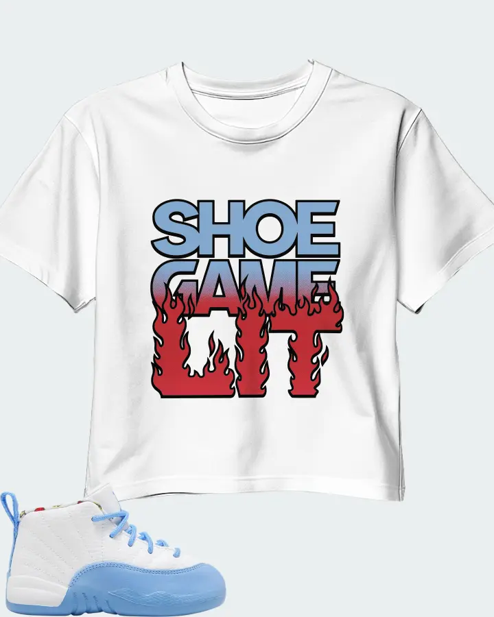 Jordan 12 Retro Sneaker Matching White Crop Top - Shoe Game Lit Refreshed