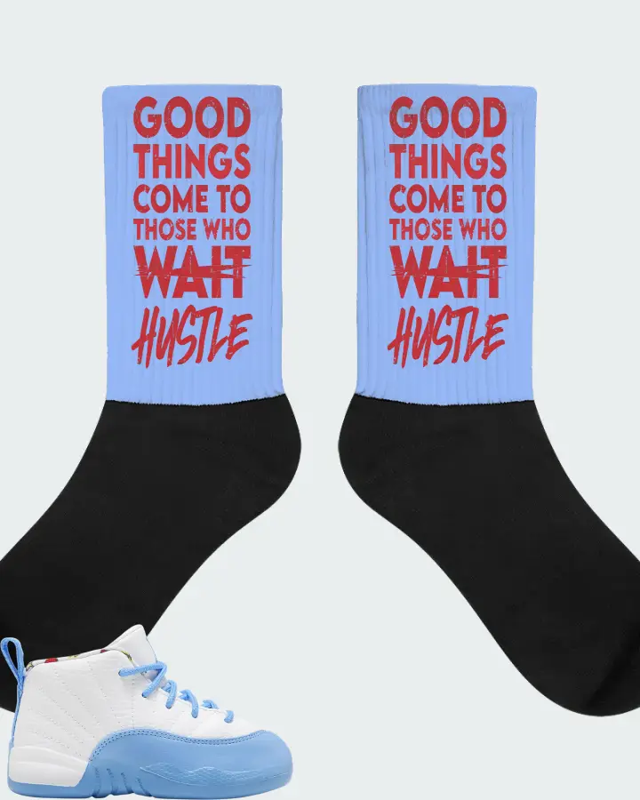 Jordan 12 Retro Sneaker Matching Carolina Blue Socks - Good Things Come