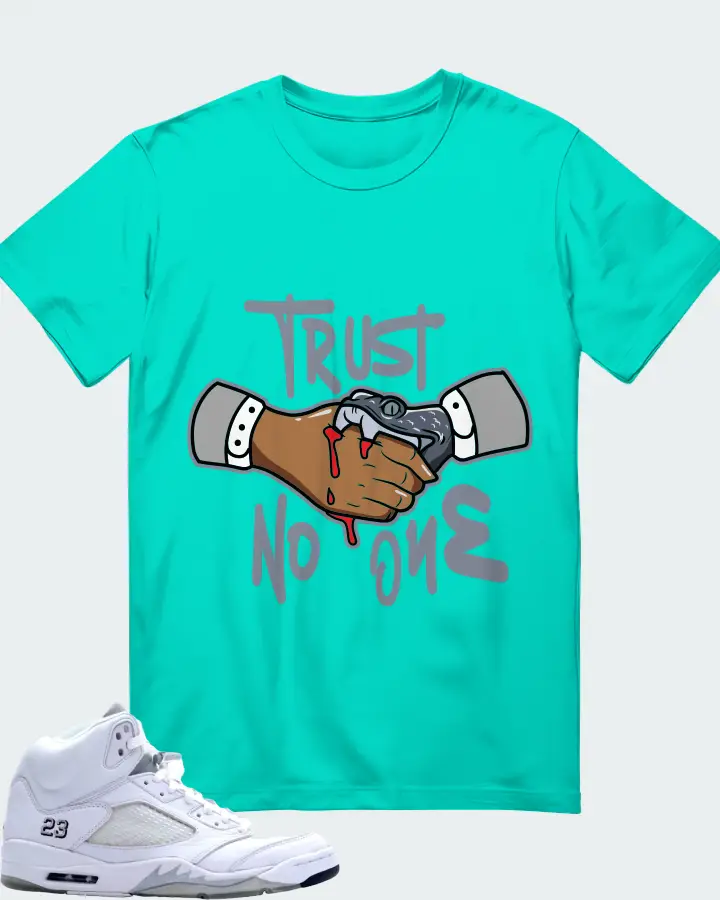 Jordan 5 Retro Sneaker Matching Teal T-Shirt - Trust No One