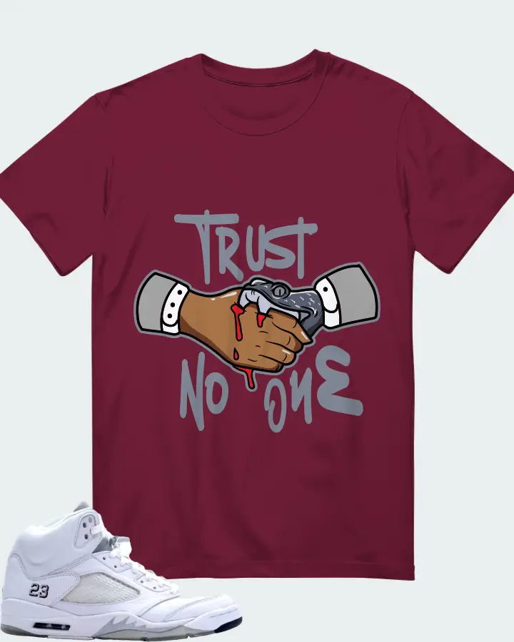 Jordan 5 Retro Sneaker Matching Maroon T-Shirt - Trust No One