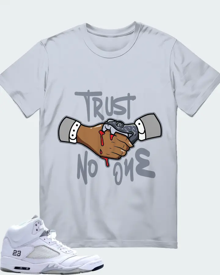 Jordan 5 Retro Sneaker Matching Light Blue T-Shirt - Trust No One