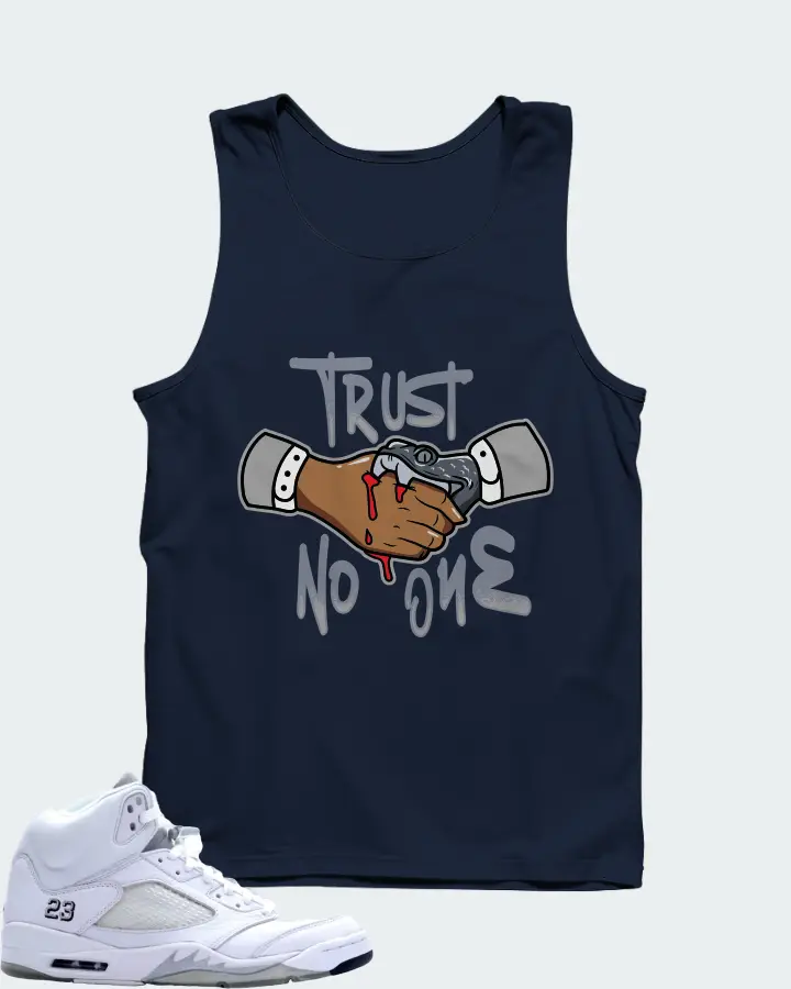 Jordan 5 Retro Sneaker Matching Navy Tank Top - Trust No One