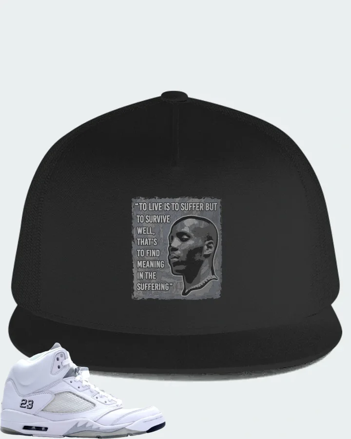 Jordan 5 Retro Sneaker Matching Black Hat - DMX Suffer Quote