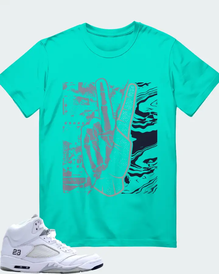 Jordan 5 Retro Sneaker Matching Teal T-Shirt - Peace of mind