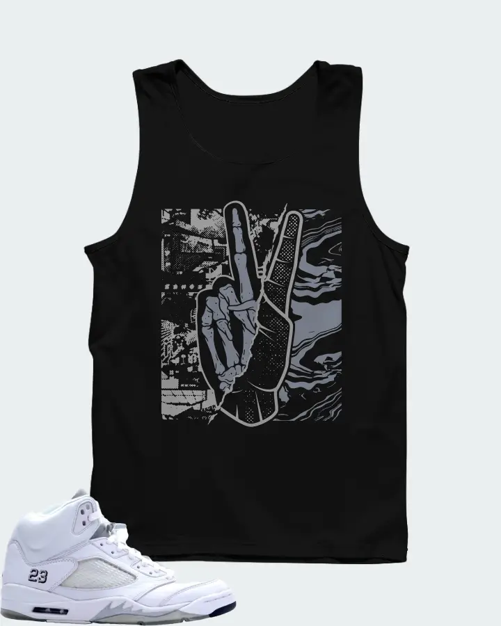 Jordan 5 Retro Sneaker Matching Black Tank Top - Peace of mind