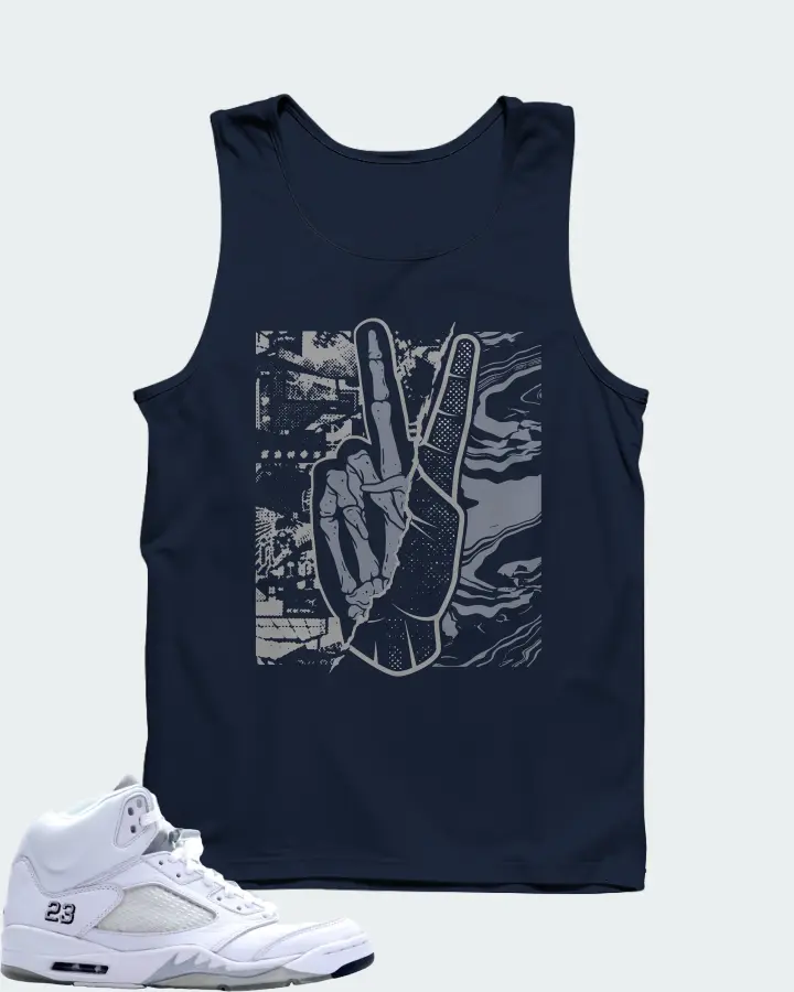 Jordan 5 Retro Sneaker Matching Navy Tank Top - Peace of mind