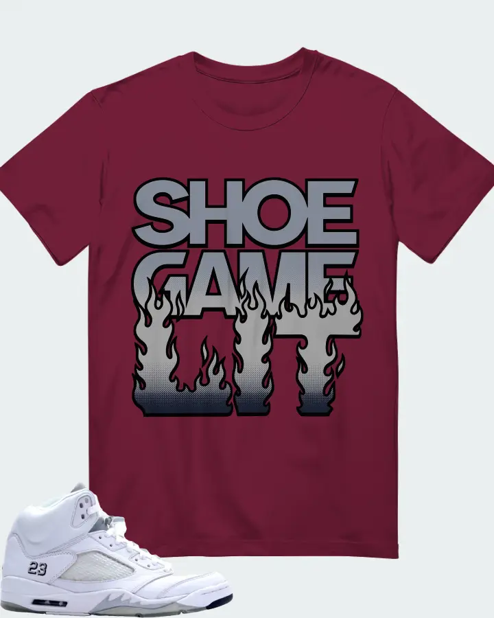 Jordan 5 Retro Sneaker Matching Maroon T-Shirt - Shoe Game Lit Refreshed