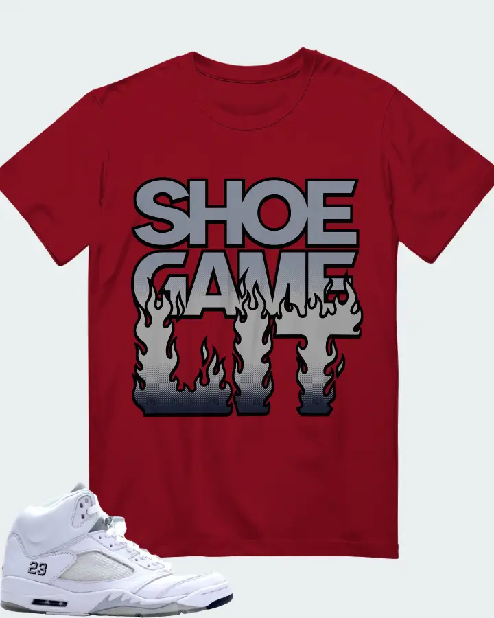 Jordan 5 Retro Sneaker Matching Cardinal T-Shirt - Shoe Game Lit Refreshed