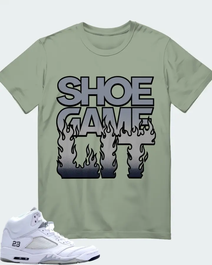 Jordan 5 Retro Sneaker Matching Sage T-Shirt - Shoe Game Lit Refreshed