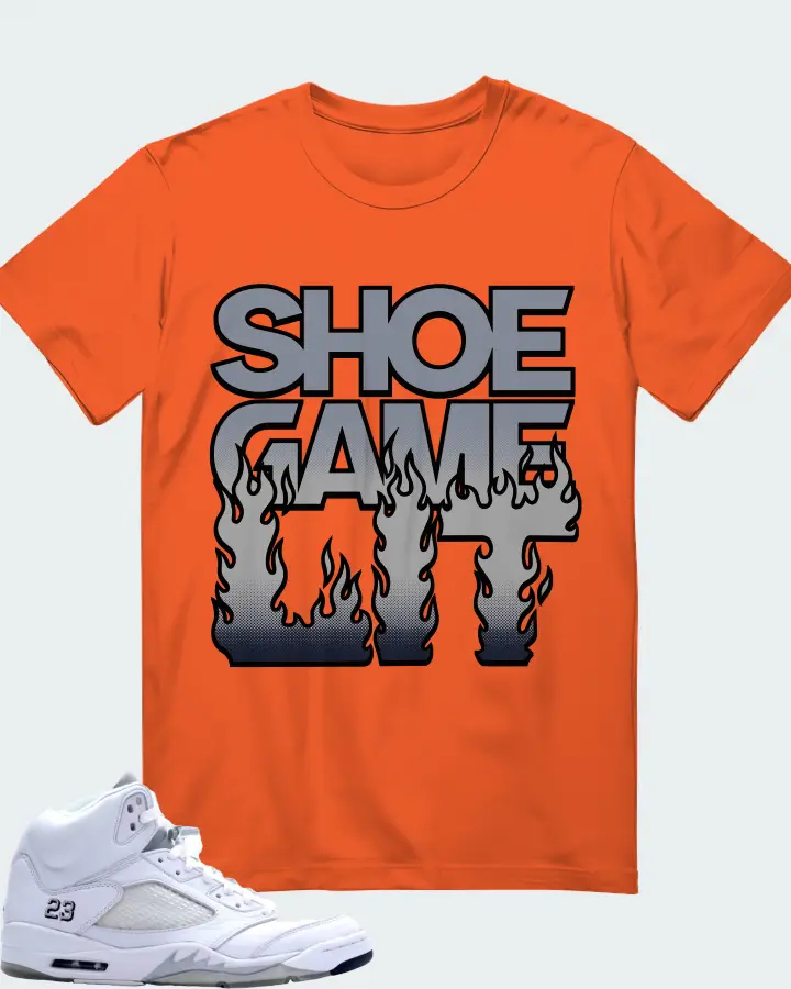Jordan 5 Retro Sneaker Matching Orange T-Shirt - Shoe Game Lit Refreshed