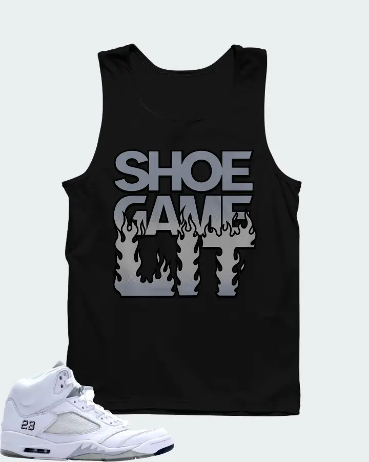 Jordan 5 Retro Sneaker Matching Black Tank Top - Shoe Game Lit Refreshed