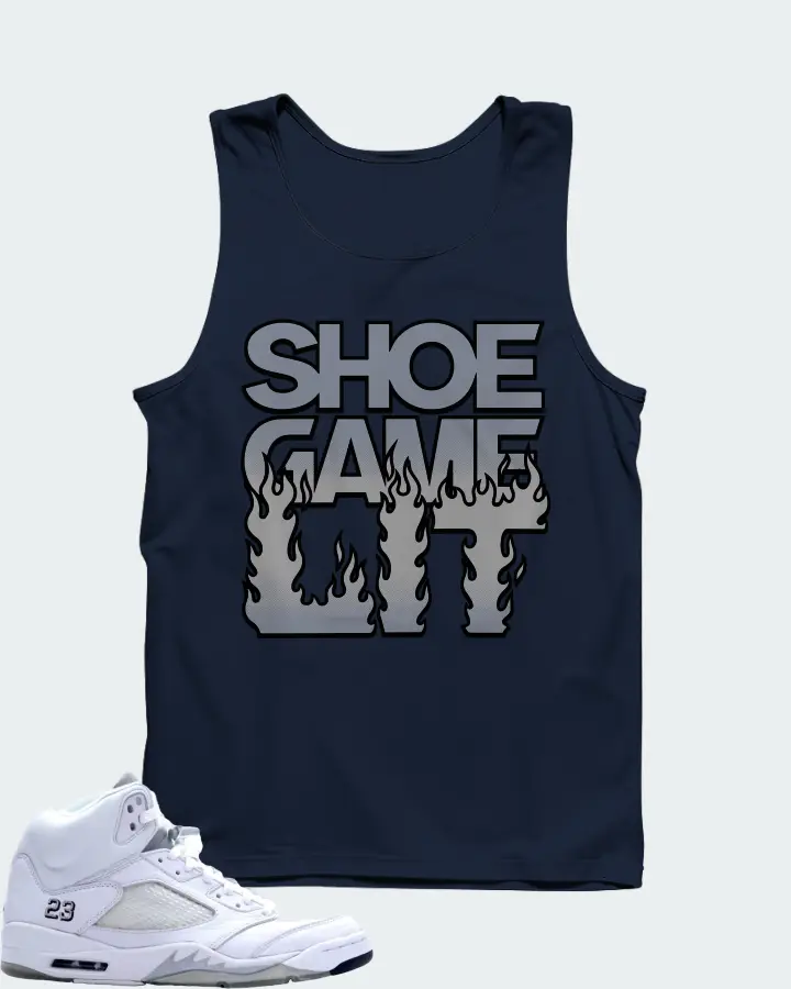 Jordan 5 Retro Sneaker Matching Navy Tank Top - Shoe Game Lit Refreshed