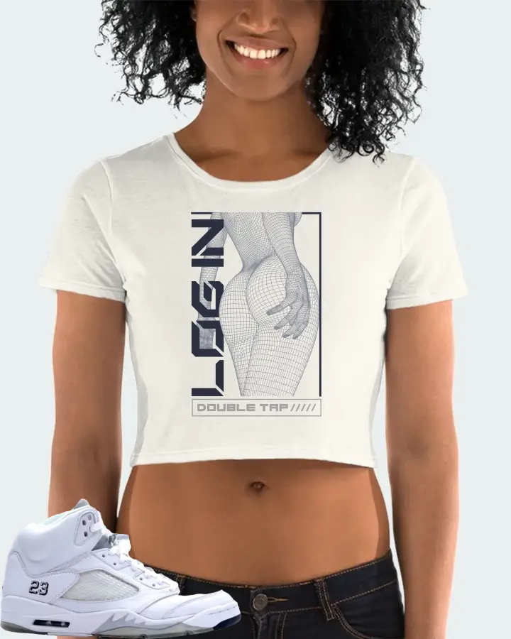 Jordan 5 Retro Sneaker Matching Ecru White Crop Top (LOGIN) - View 2