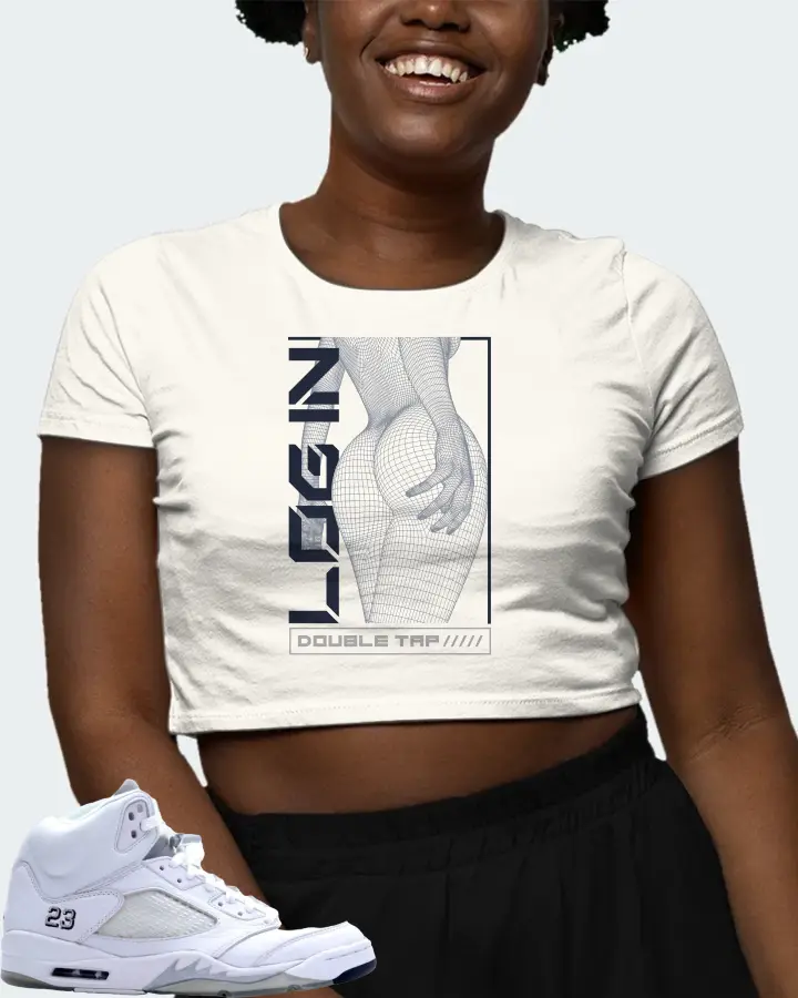 Jordan 5 Retro Sneaker Matching Ecru White Crop Top (LOGIN) - View 3