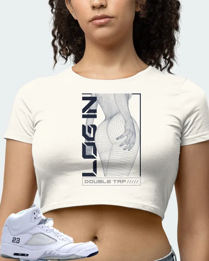 Jordan 5 Retro Sneaker Matching Ecru White Crop Top (LOGIN) - View 4